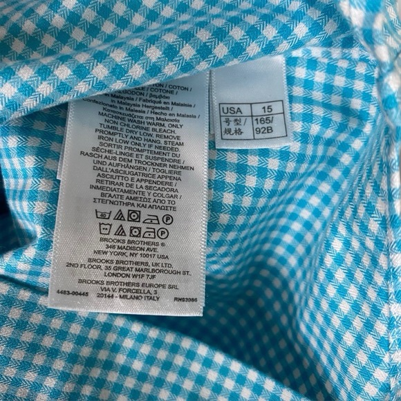 Brooks Brothers 1818 Shirt Mens‎ Size 15 - 2/3 Regent Fit Non Iron Button Up - Picture 9 of 9